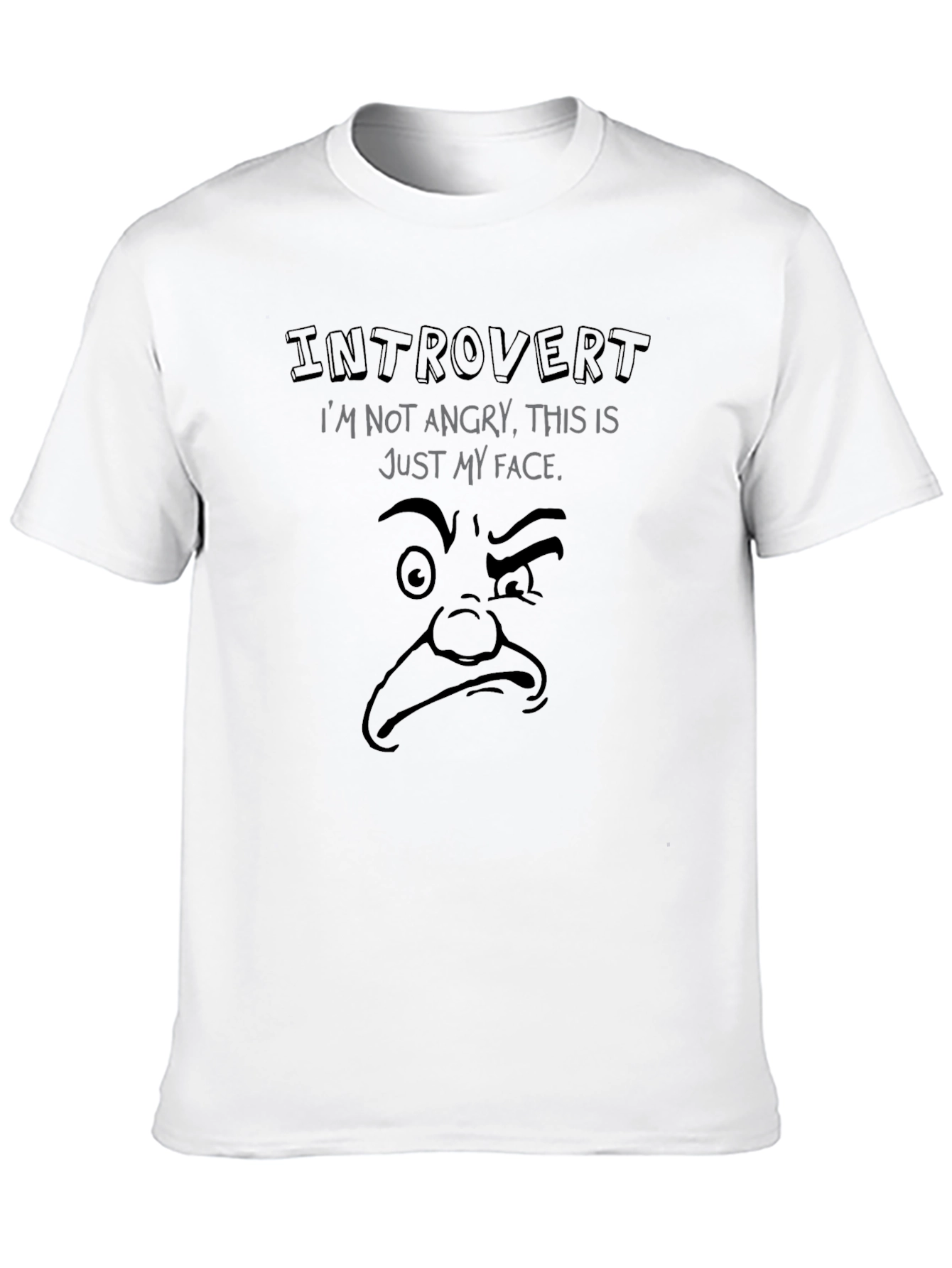 Introvert Funny Face T-Shirt - Soft Cotton Blend