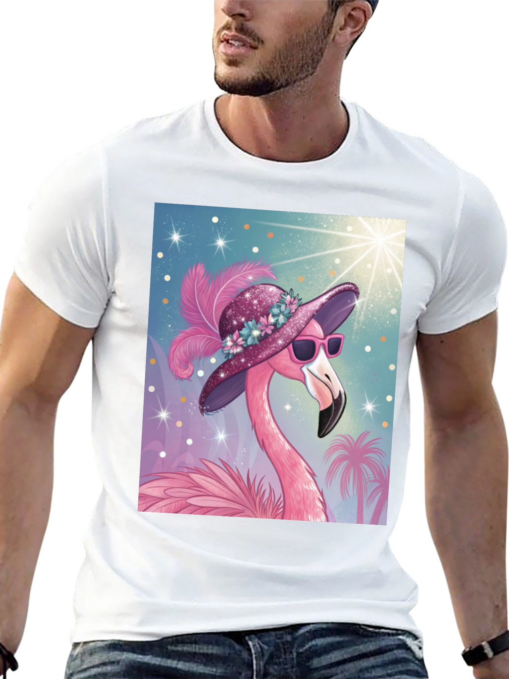 Flamingo Graphic Tee - Tropical Style