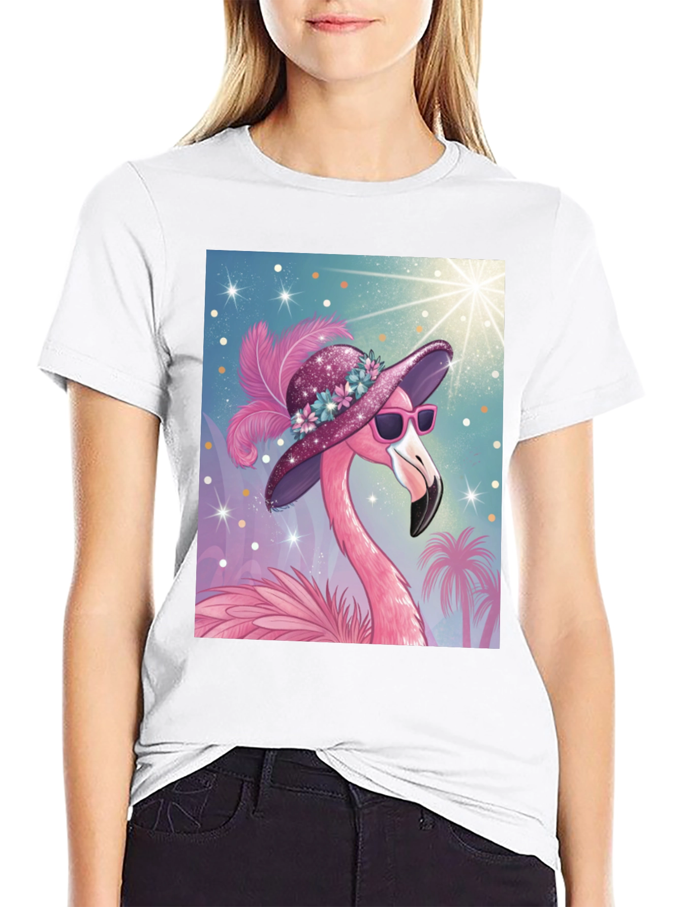 Flamingo Graphic Tee - Tropical Style