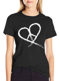 Heart Peace Sign Graphic Tee - Black