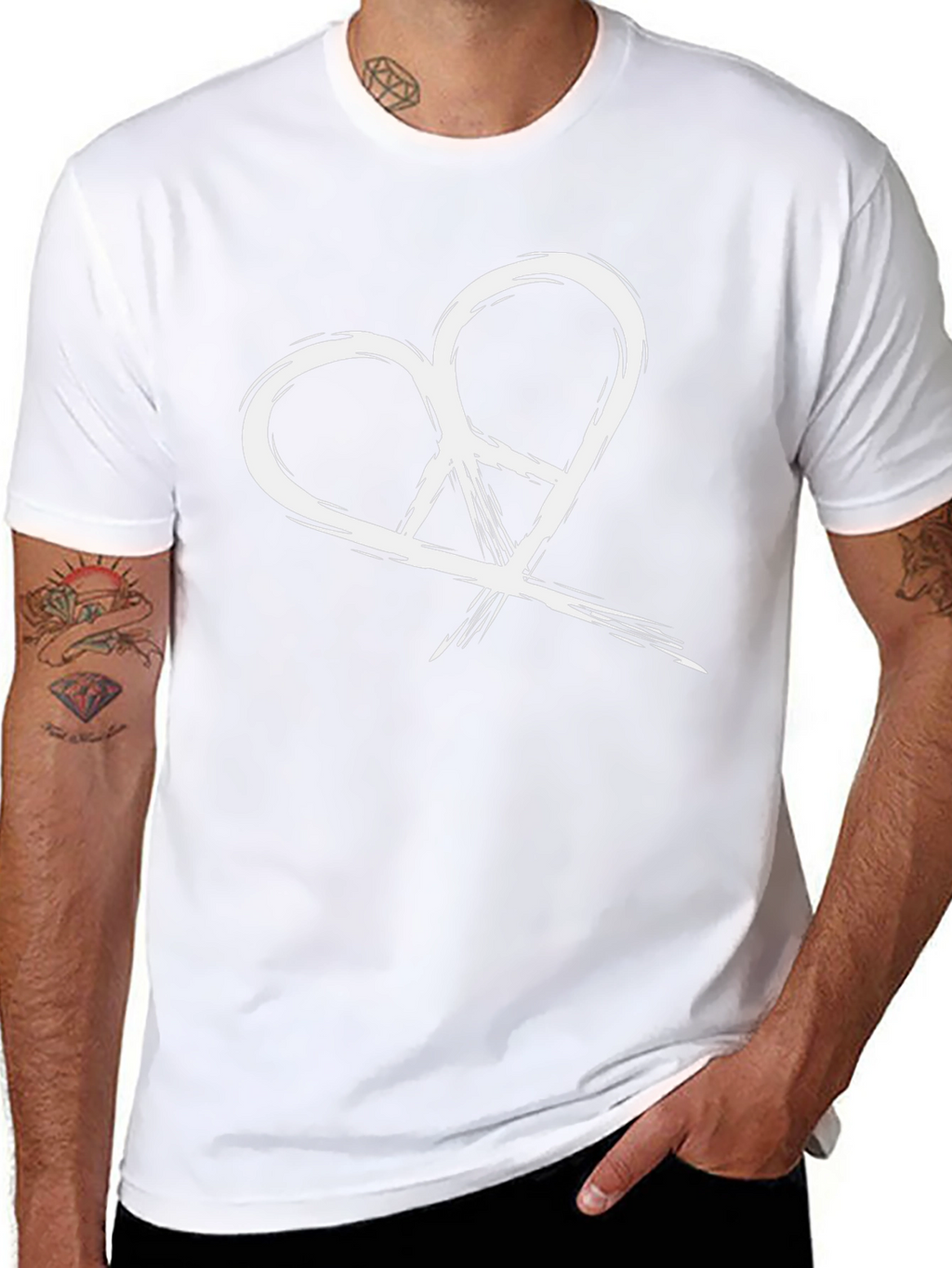 Heart Peace Sign Graphic Tee - Black