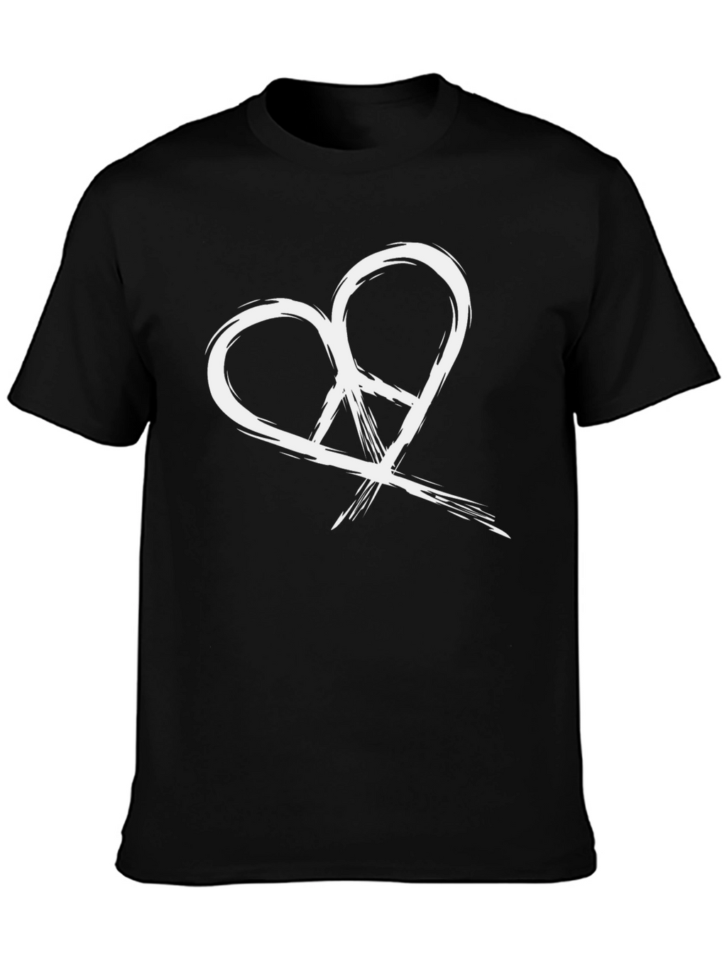 Heart Peace Sign Graphic Tee - Black
