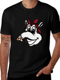 Cartoon Pig Bandana Black T-Shirt