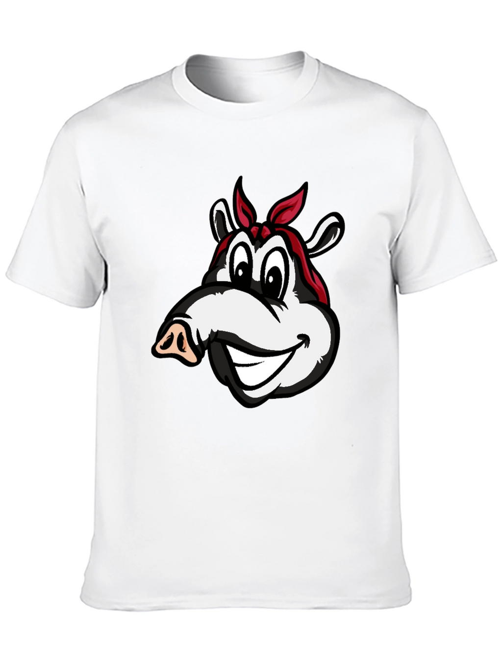 Cartoon Pig Bandana Black T-Shirt