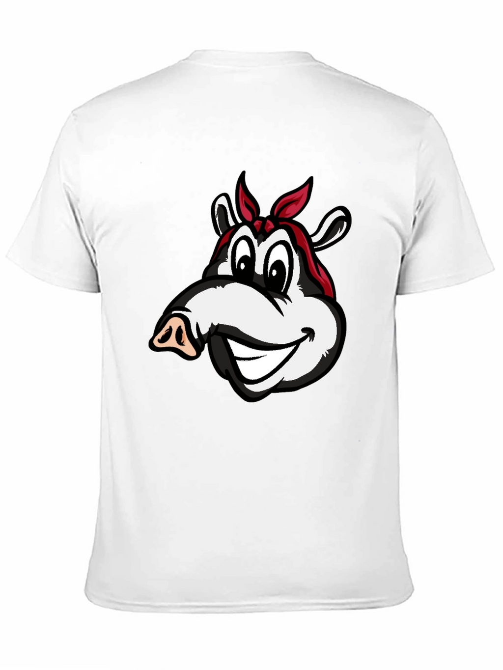 Cartoon Pig Bandana Black T-Shirt