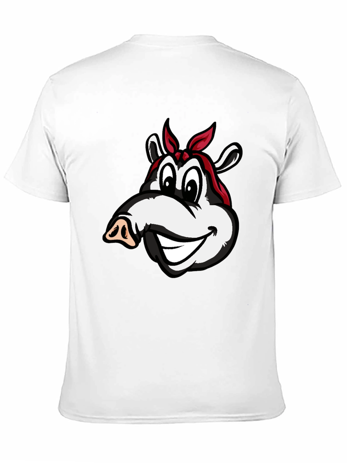 Cartoon Pig Bandana Black T-Shirt