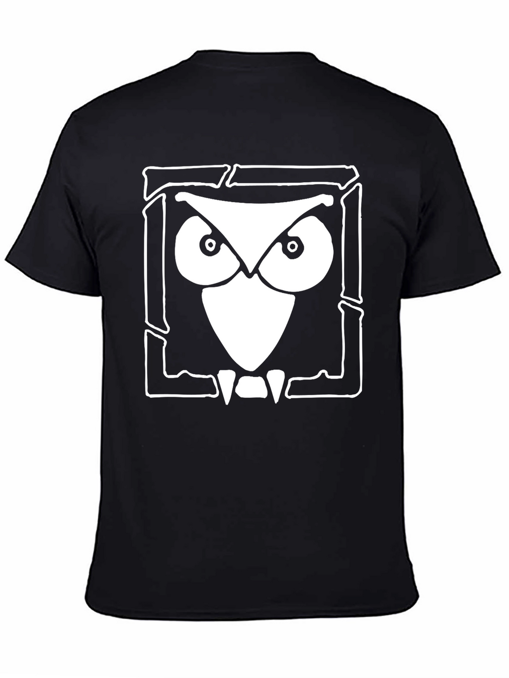 Owl Graphic Print Black Cotton T-Shirt
