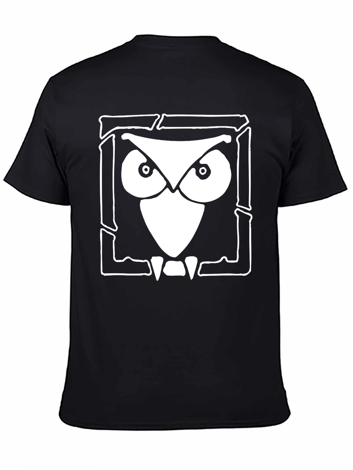 Owl Graphic Print Black Cotton T-Shirt