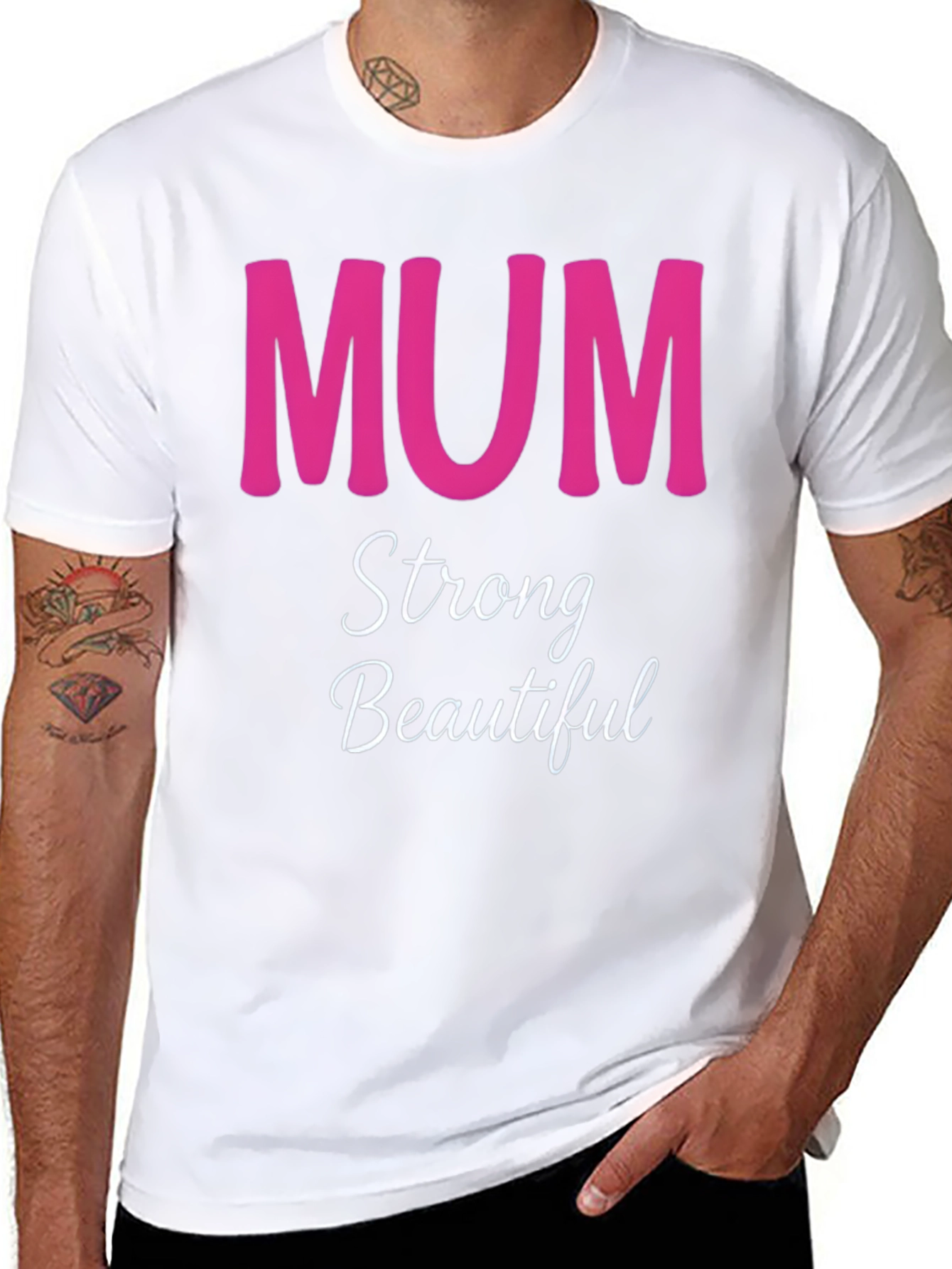Mum Strong Beautiful Black T-Shirt