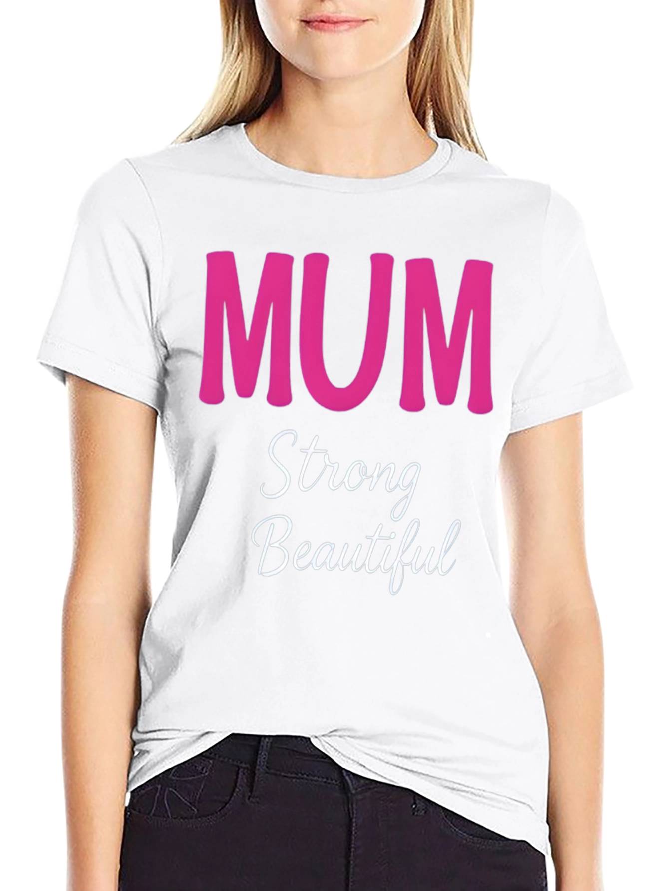 Mum Strong Beautiful Black T-Shirt