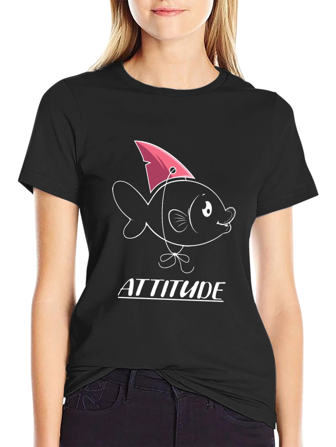 Attitude Fish Graphic T-Shirt - Mens Black Tee