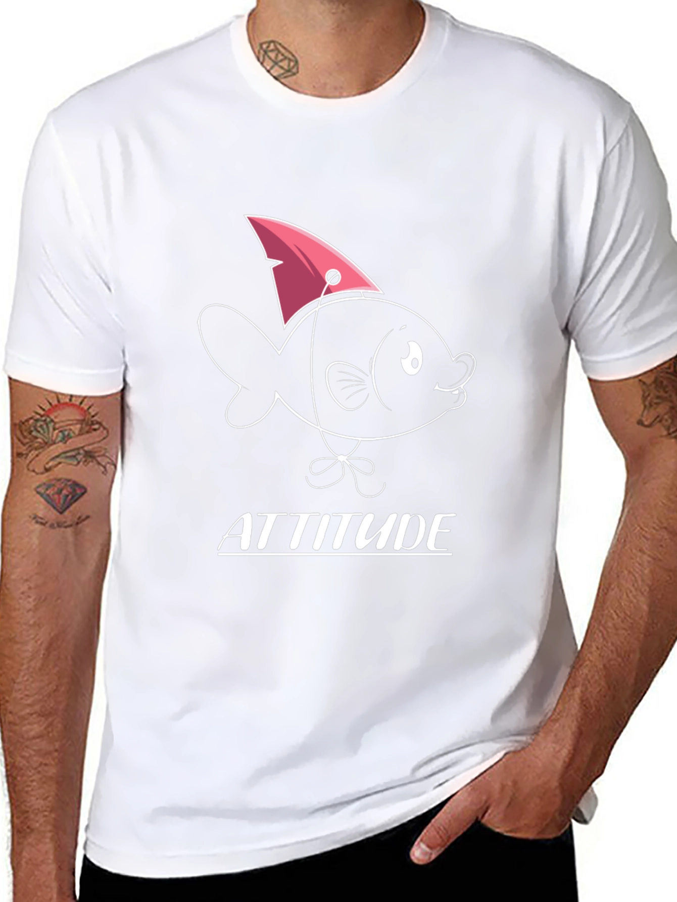 Attitude Fish Graphic T-Shirt - Mens Black Tee