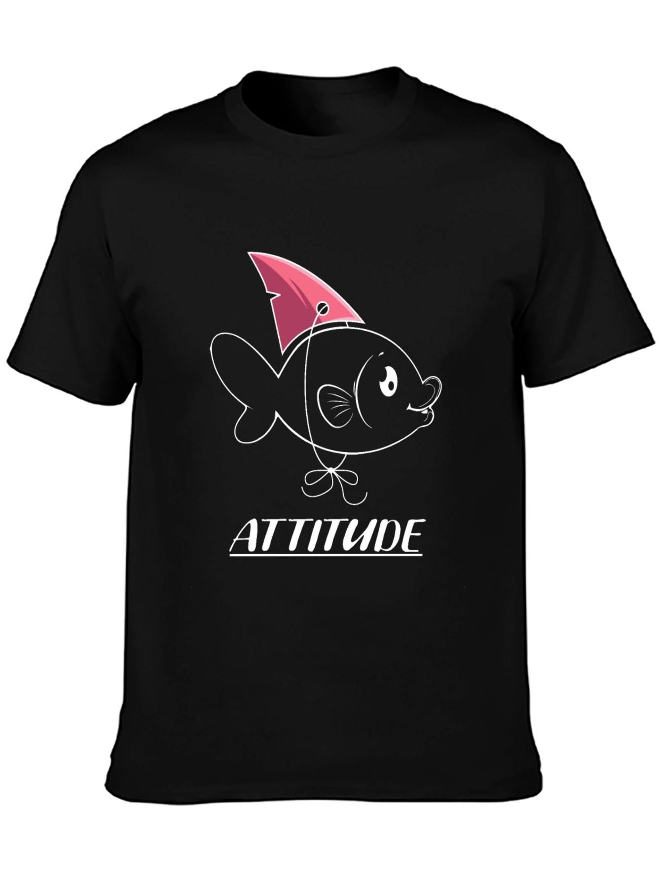 Attitude Fish Graphic T-Shirt - Mens Black Tee