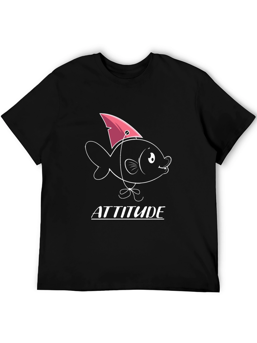 Attitude Fish Graphic T-Shirt - Mens Black Tee