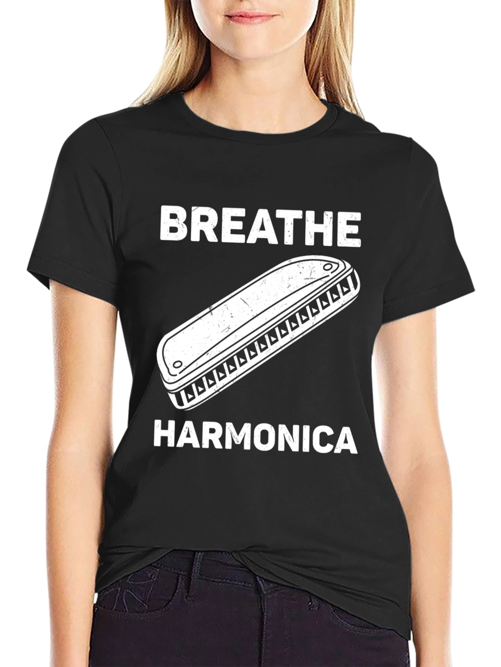Breathe Harmonica Graphic T-Shirt Music Lover Tee