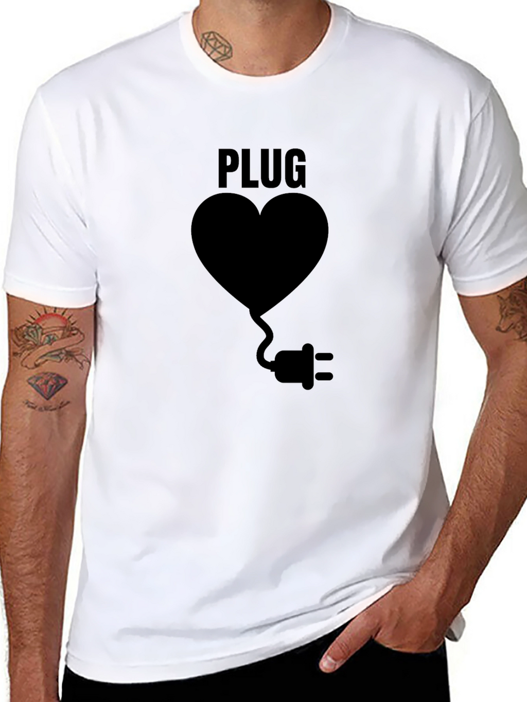 Plug Heart Black Graphic Tee