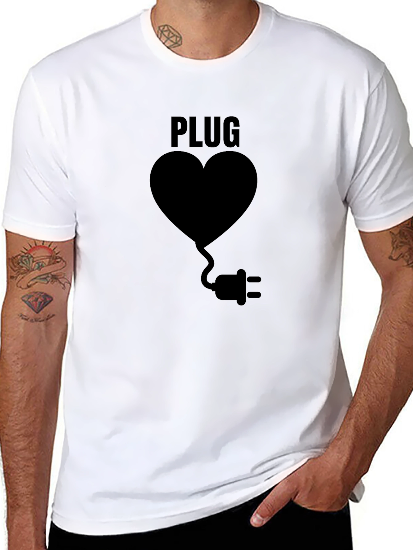 Plug Heart Black Graphic Tee