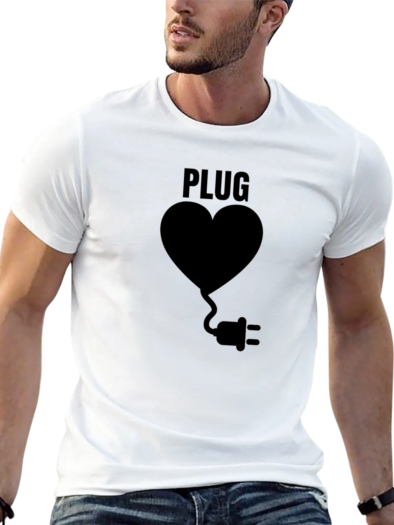 Plug Heart Black Graphic Tee