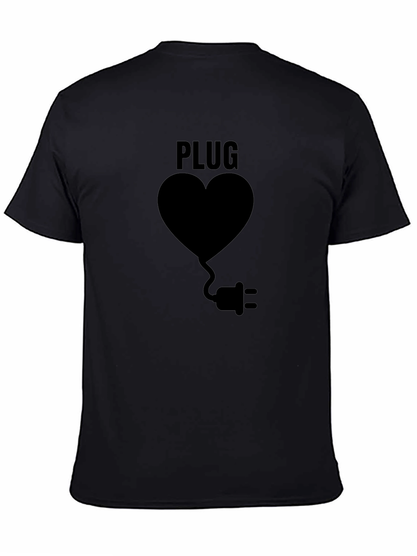 Plug Heart Black Graphic Tee