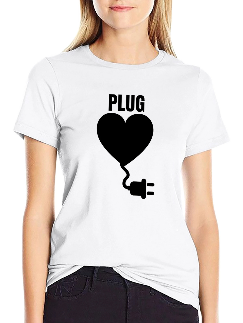 Plug Heart Black Graphic Tee