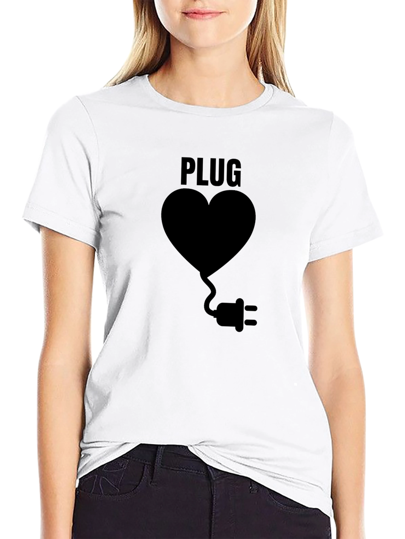Plug Heart Black Graphic Tee