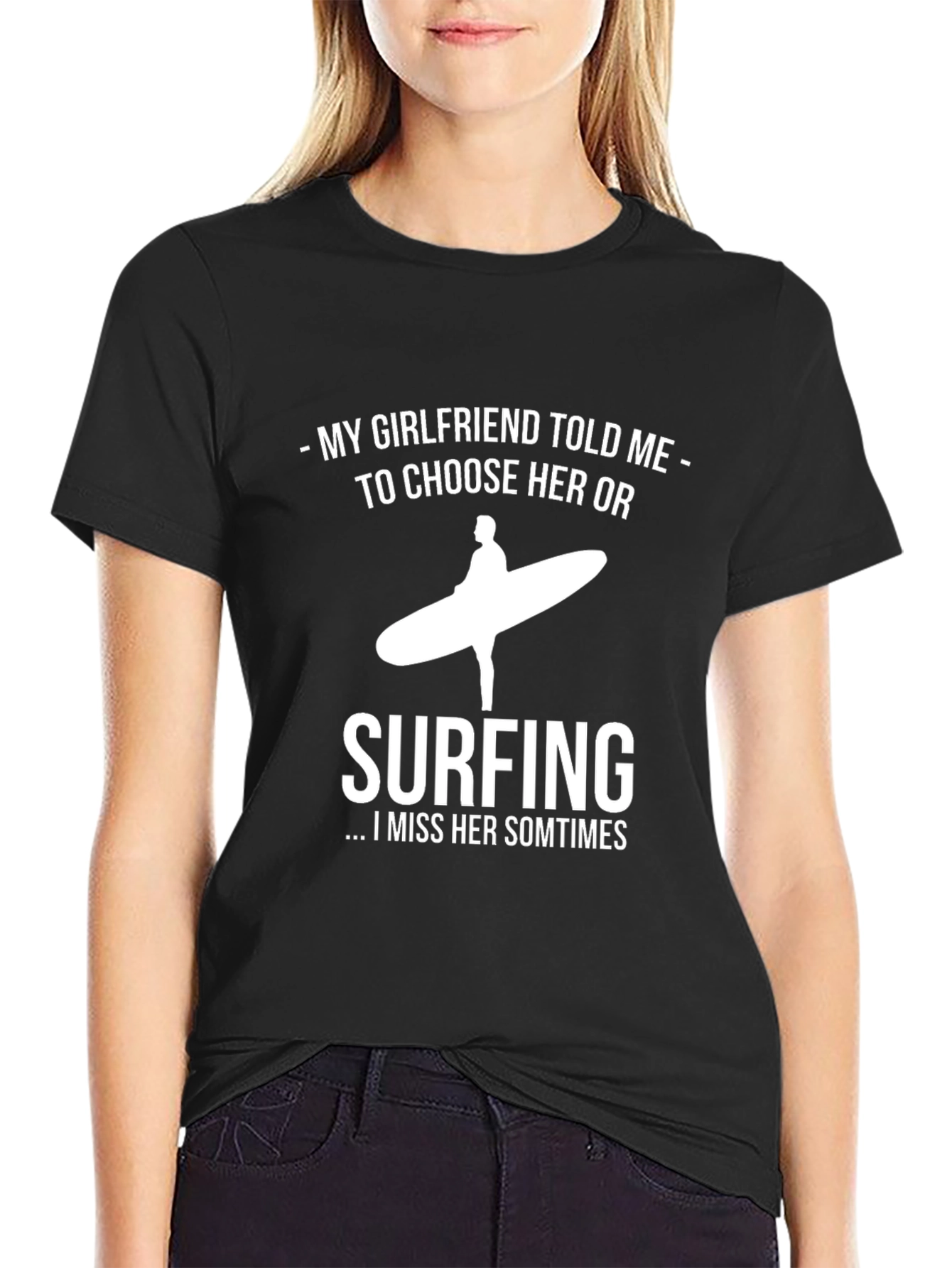 Funny Surfing T-Shirt: My Girlfriend or Surfing