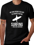 Funny Surfing T-Shirt: My Girlfriend or Surfing