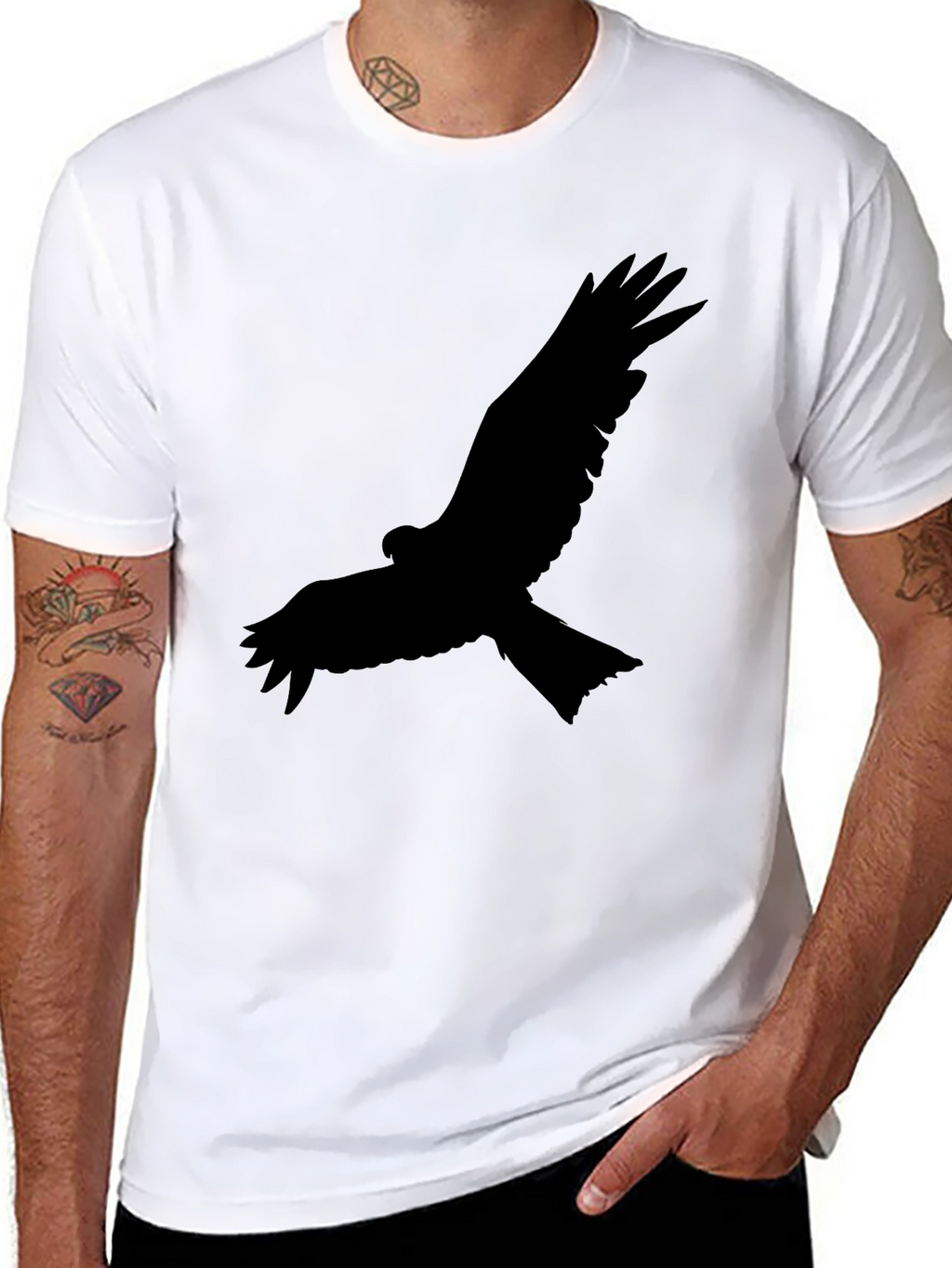 Black Bird Graphic Tee - Mens Crew Neck T-Shirt
