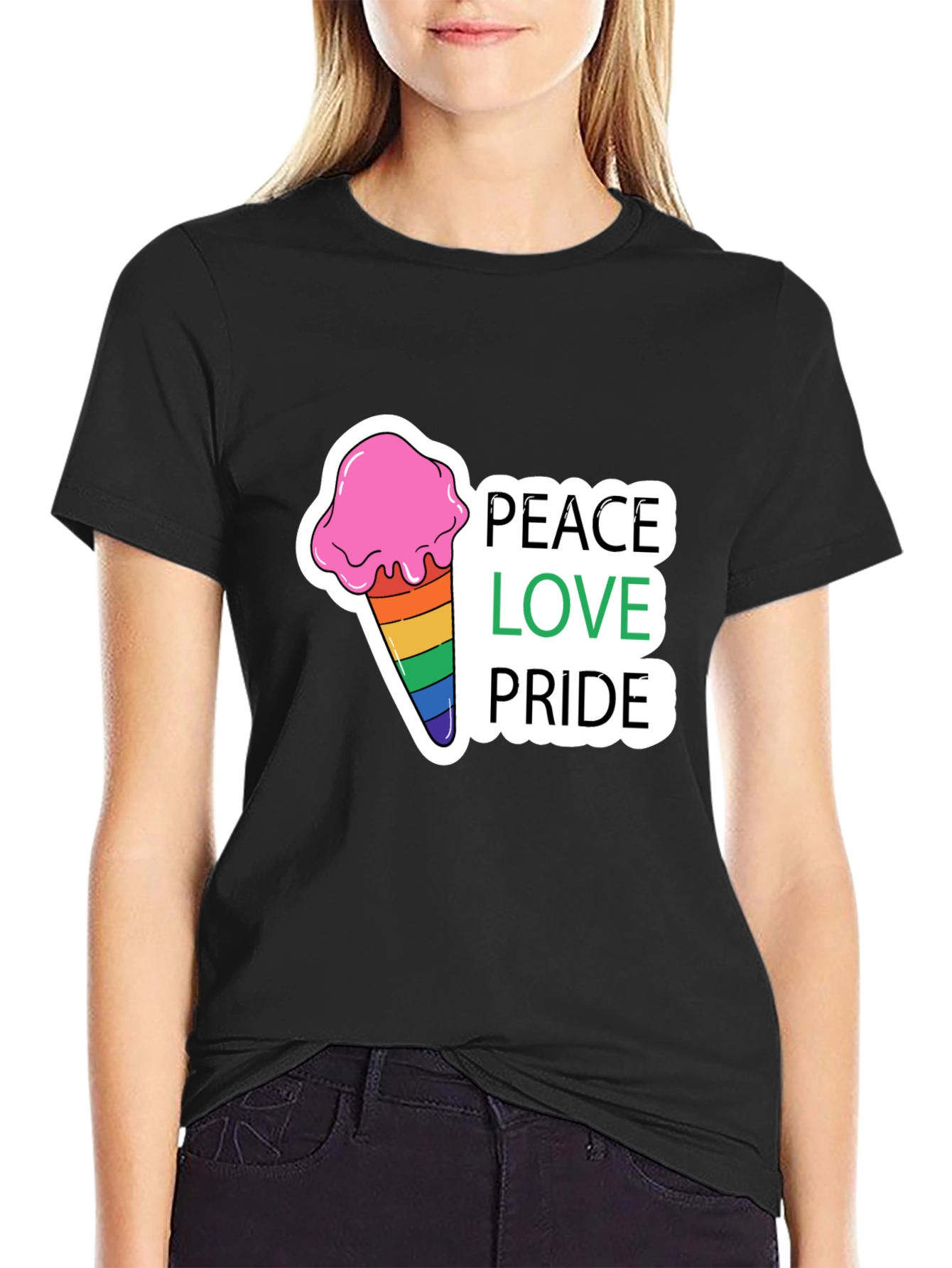 Peace Love Pride Rainbow Ice Cream T-Shirt