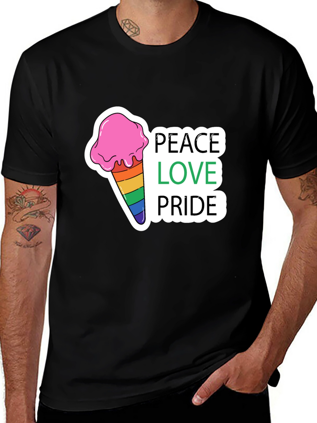 Peace Love Pride Rainbow Ice Cream T-Shirt