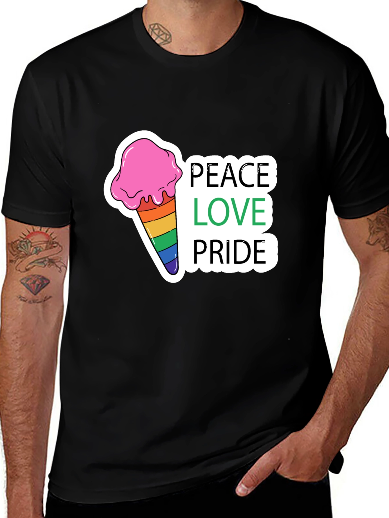 Peace Love Pride Rainbow Ice Cream T-Shirt