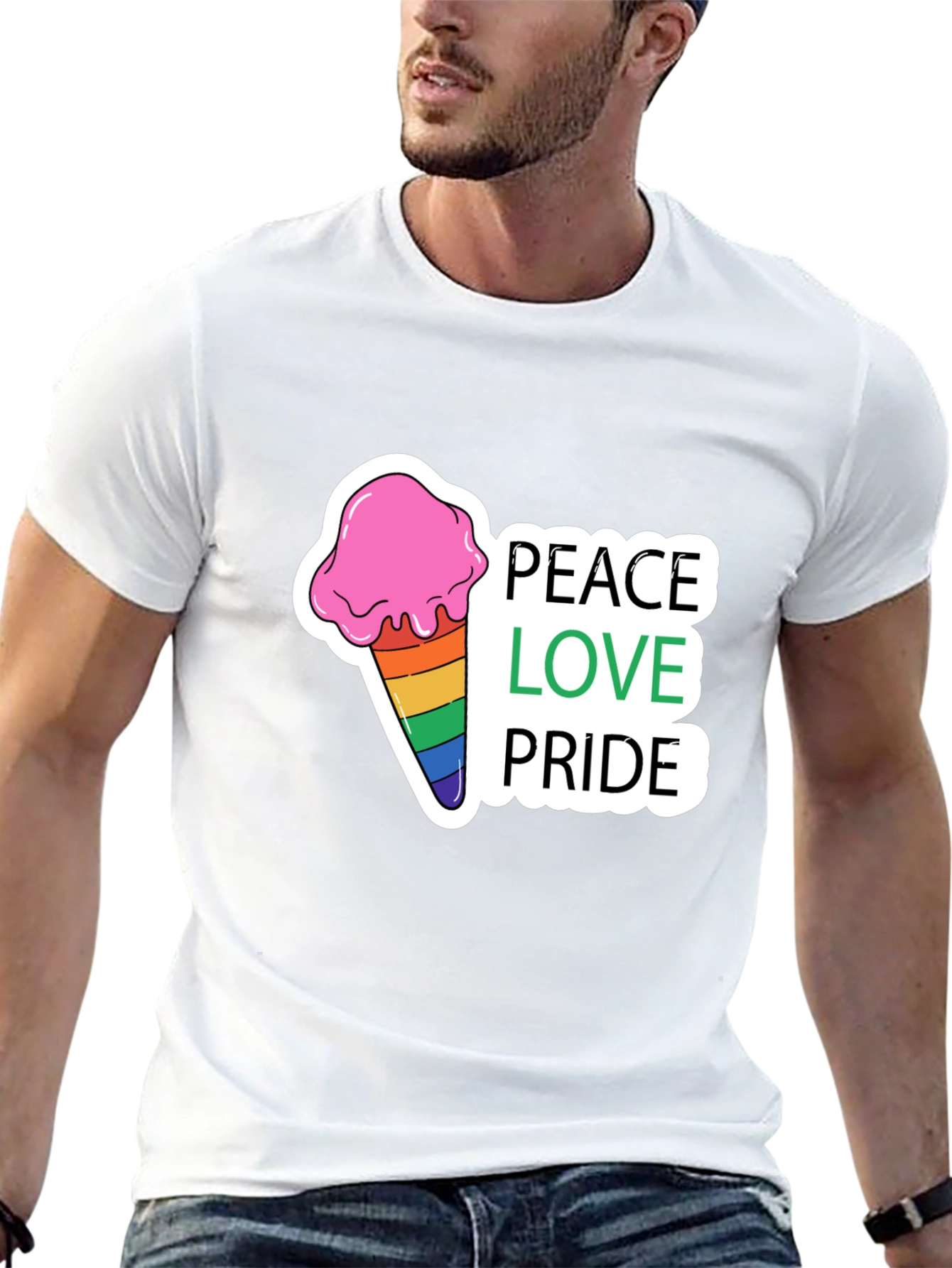 Peace Love Pride Rainbow Ice Cream T-Shirt