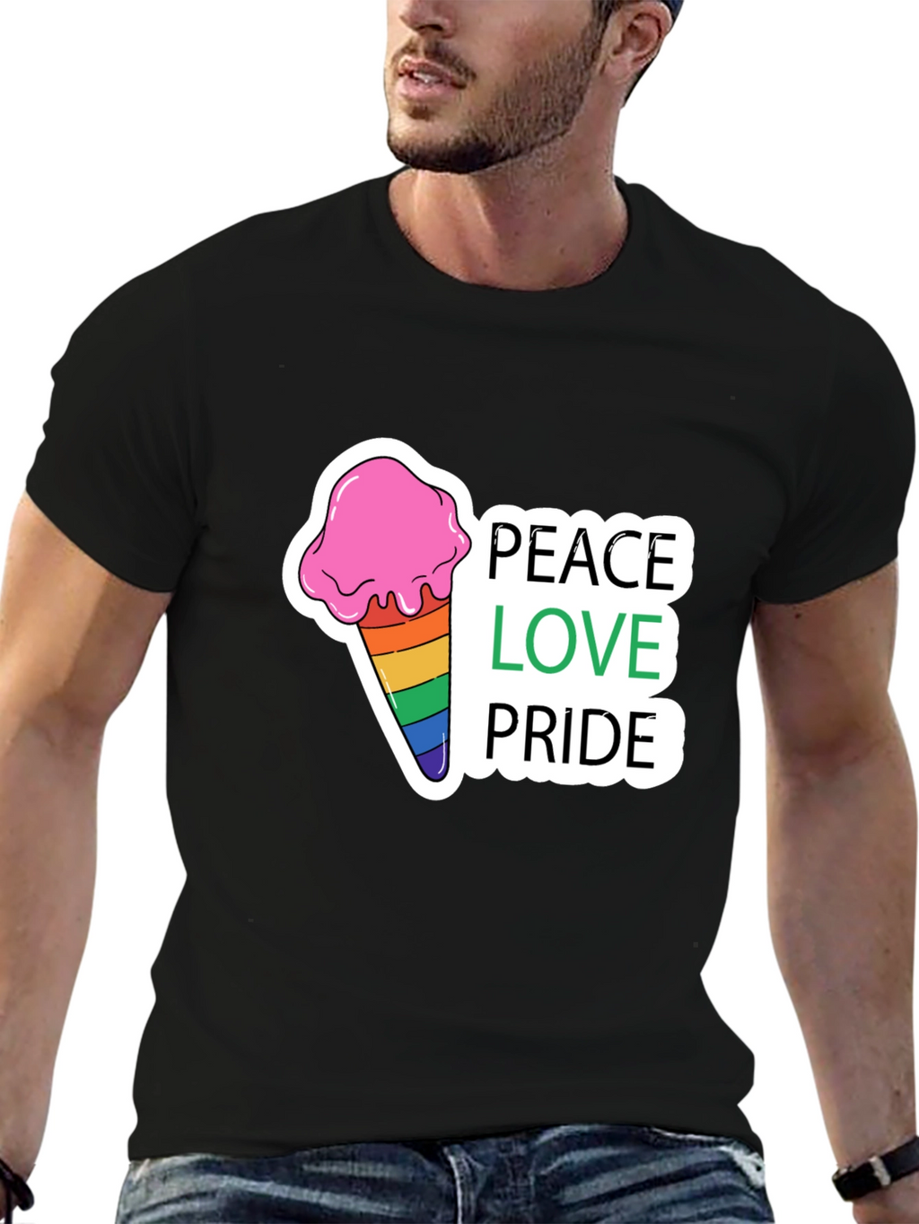 Peace Love Pride Rainbow Ice Cream T-Shirt