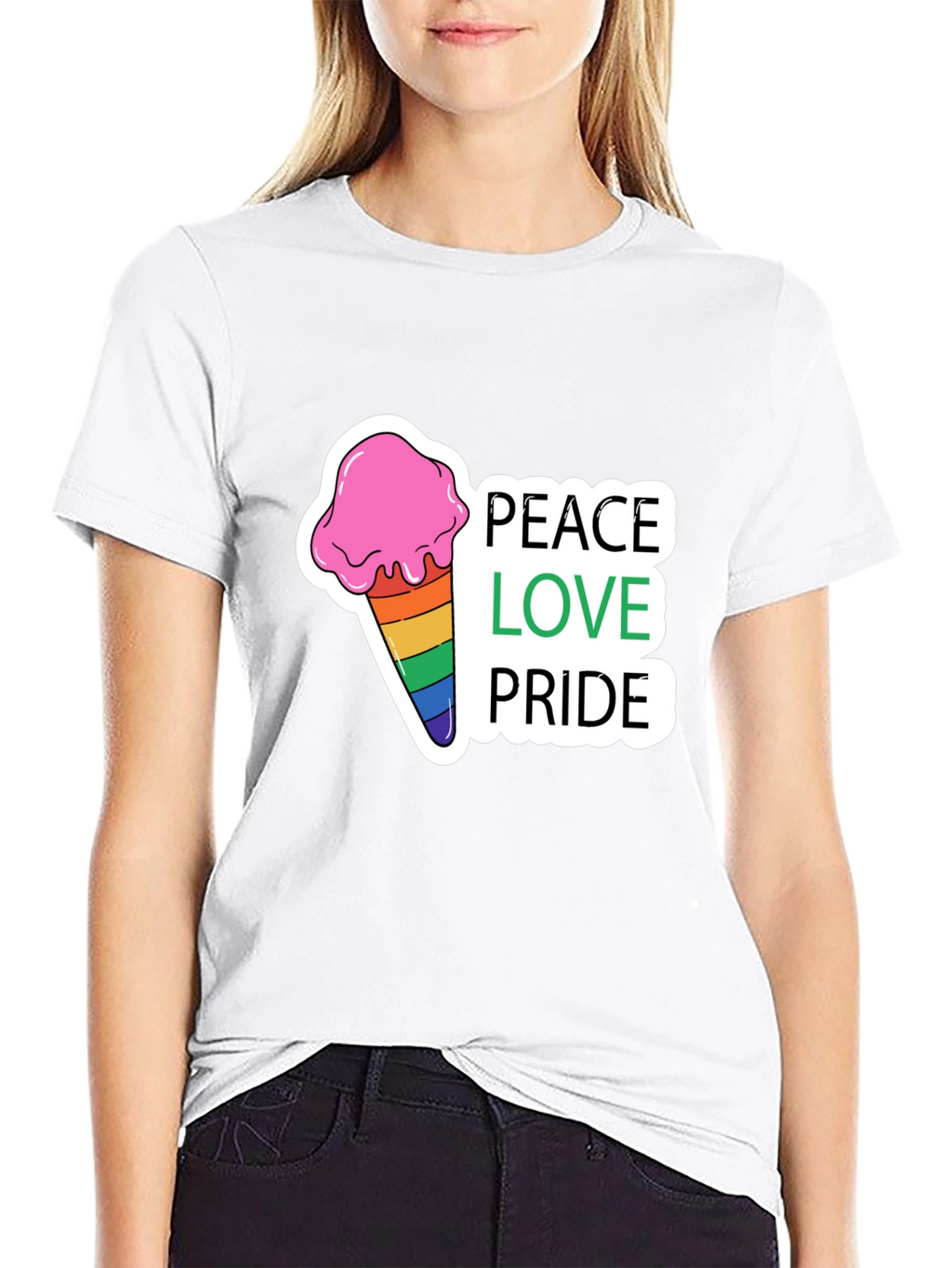 Peace Love Pride Rainbow Ice Cream T-Shirt