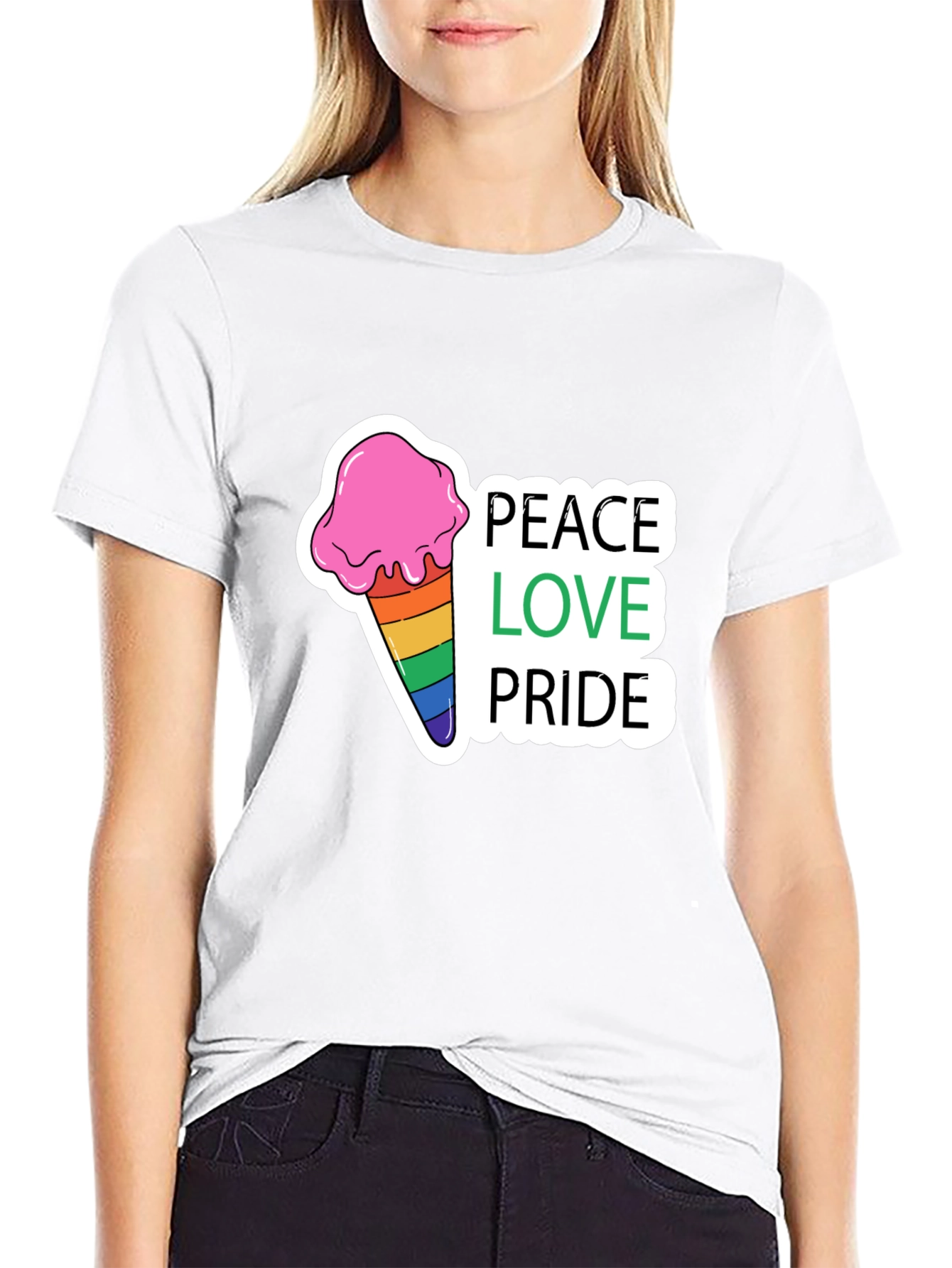 Peace Love Pride Rainbow Ice Cream T-Shirt
