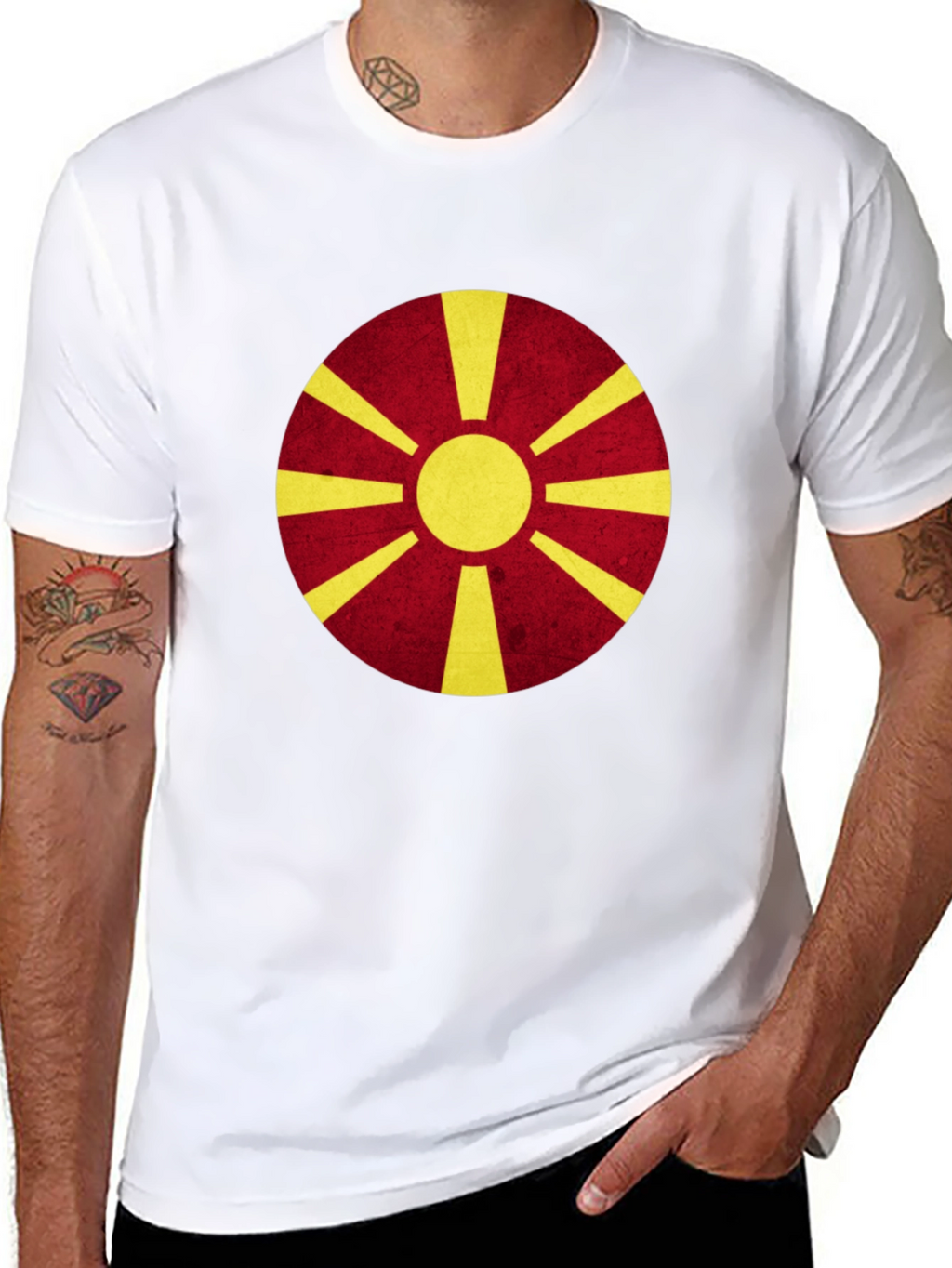 Macedonia Flag Graphic Tee - Black Cotton Shirt