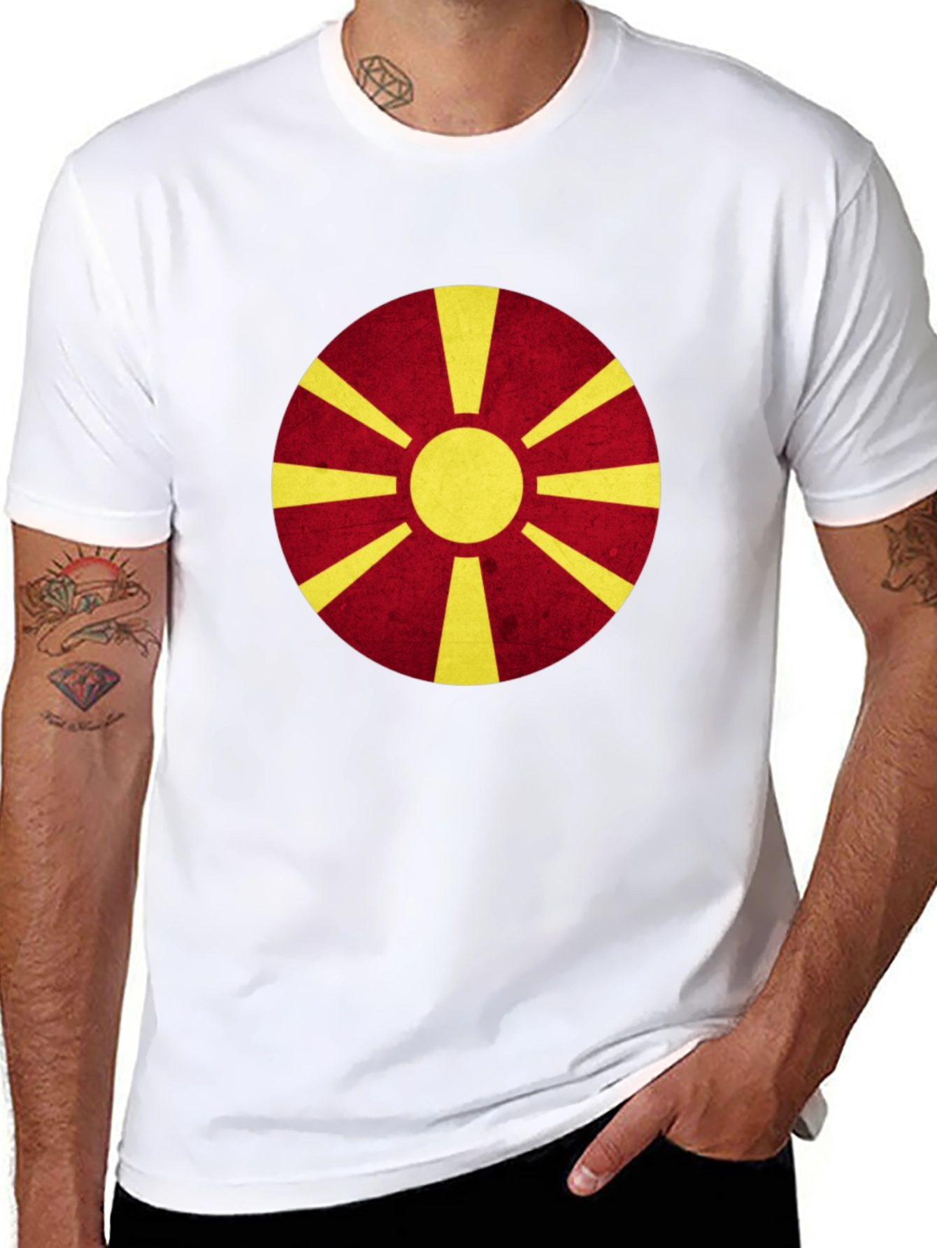 Macedonia Flag Graphic Tee - Black Cotton Shirt