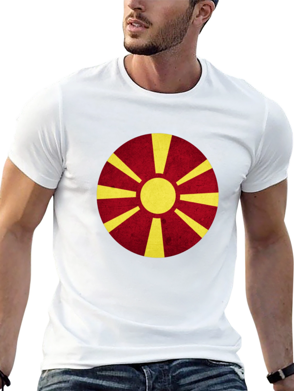 Macedonia Flag Graphic Tee - Black Cotton Shirt