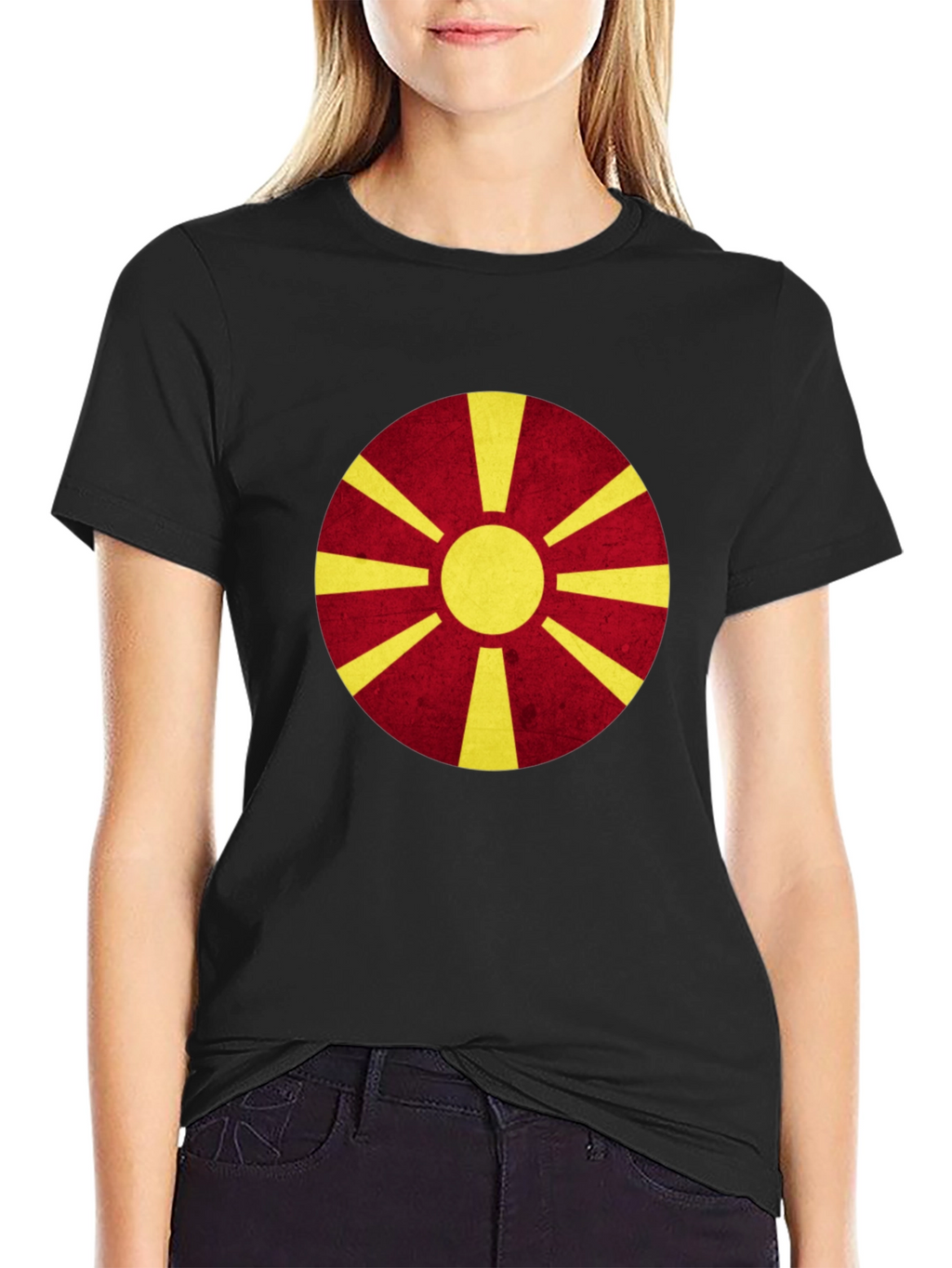 Macedonia Flag Graphic Tee - Black Cotton Shirt