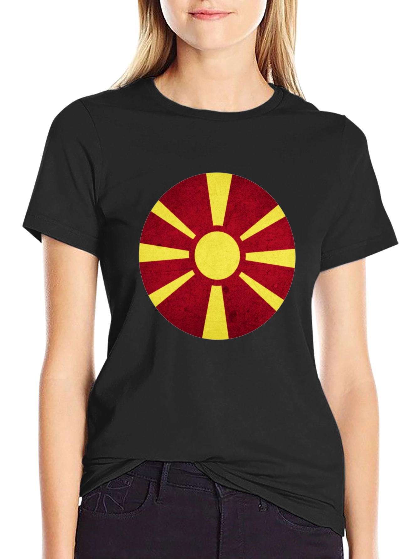 Macedonia Flag Graphic Tee - Black Cotton Shirt