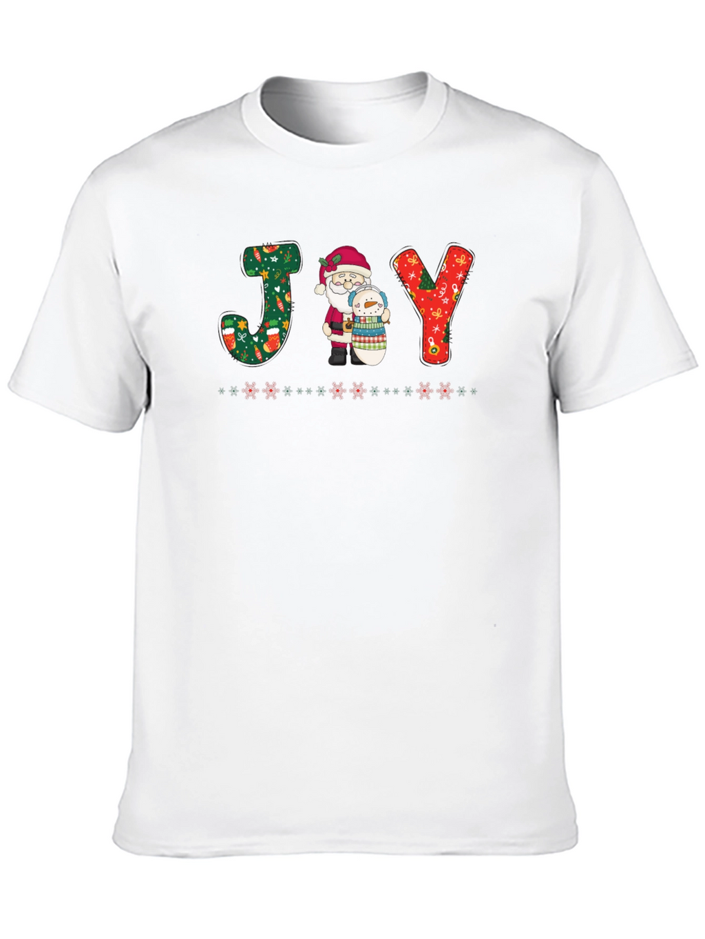 JOY Santa & Snowman Christmas Graphic T-Shirt