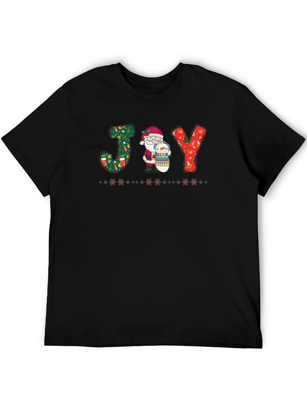 JOY Santa & Snowman Christmas Graphic T-Shirt