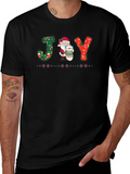 JOY Santa & Snowman Christmas Graphic T-Shirt