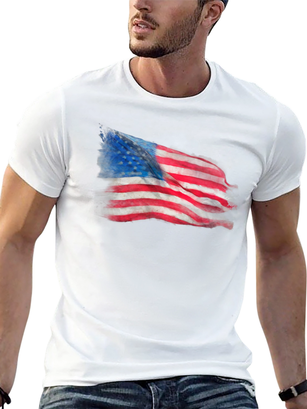 American Flag Graphic Print T-Shirt