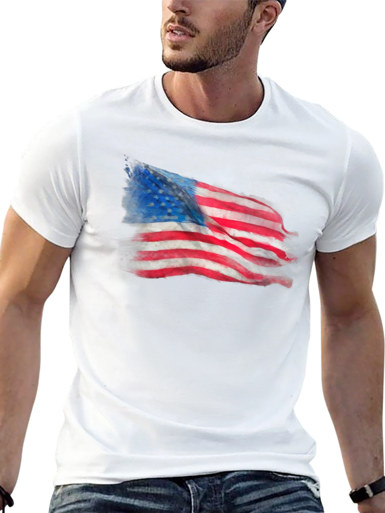 American Flag Graphic Print T-Shirt