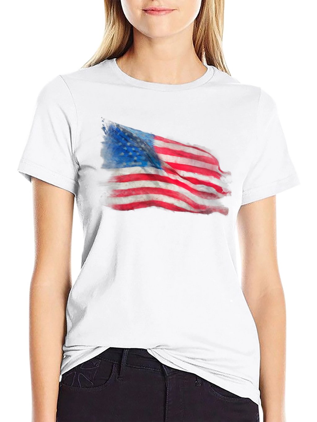 American Flag Graphic Print T-Shirt