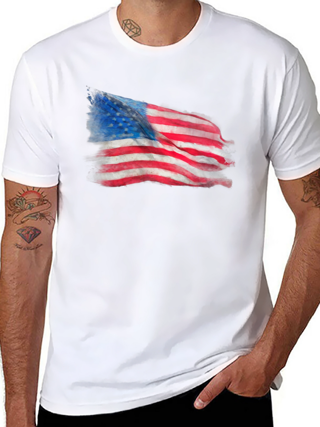 American Flag Graphic Print T-Shirt