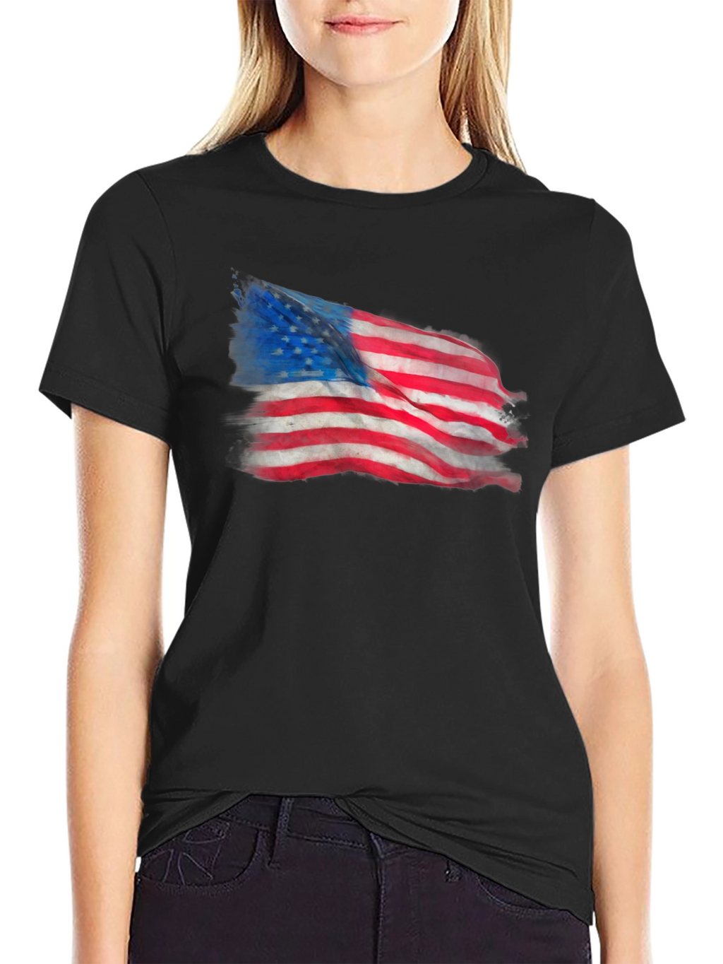 American Flag Graphic Print T-Shirt