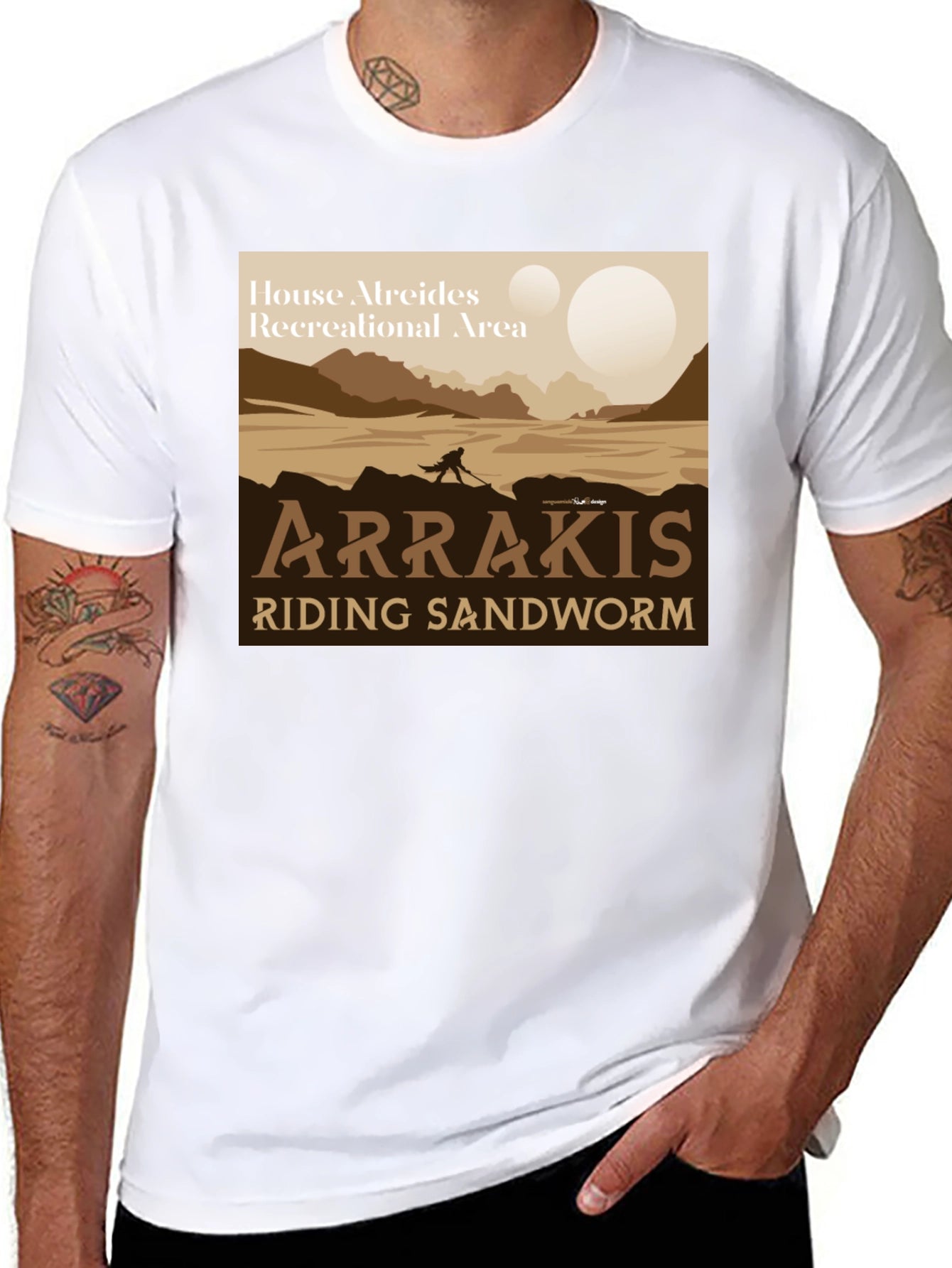 Arrakis Riding Sandworm T-Shirt - Dune Inspired Tee