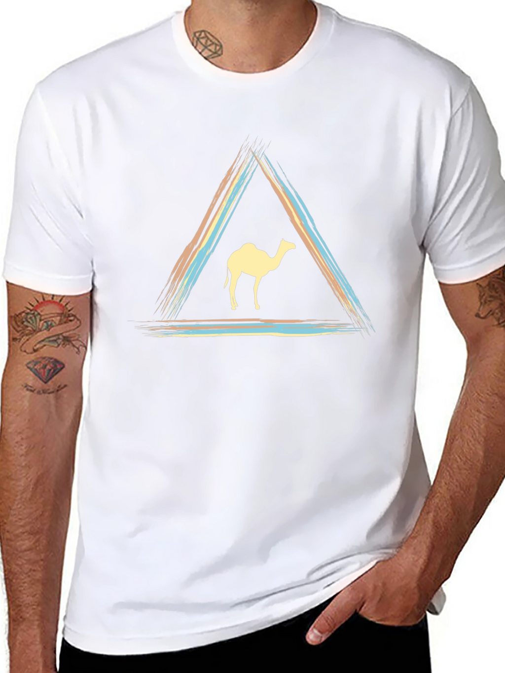 Camel Triangle Graphic Tee - Modern Unisex T-Shirt